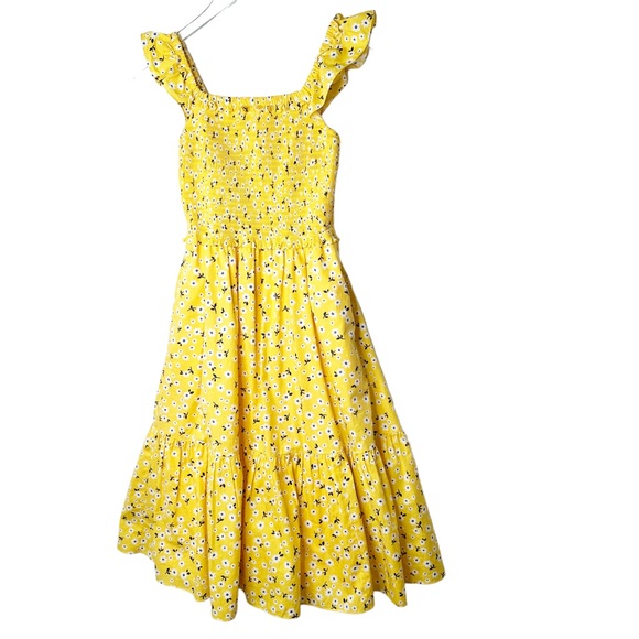 Kate Spade Fleurette Toss Voile Smocked Dress Yellow Floral Summer XS - Picture 6 of 13